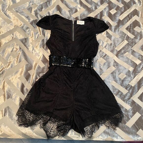 L’Atiste black lace romper with belt, S - Picture 1 of 5